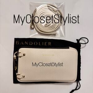 BANDOLIER Cream Ivory Crossbody Purse Case Strap SET NEW! Expanded Zipper Pouch